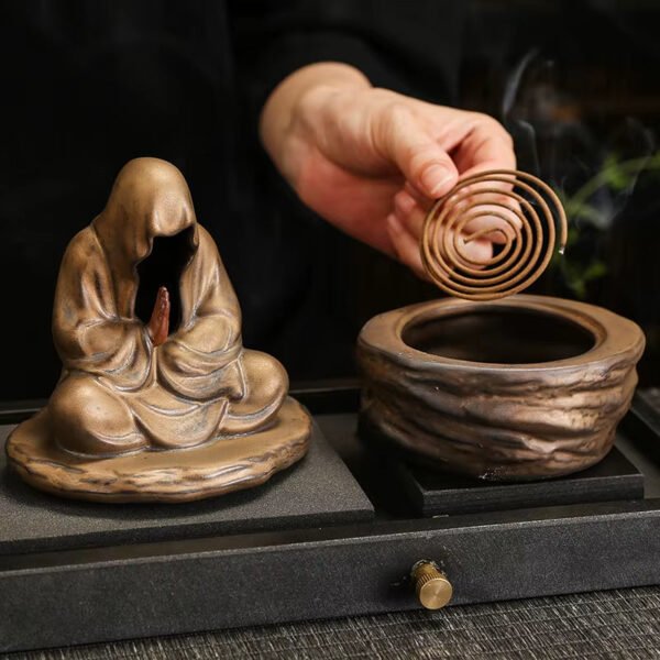 3a88dbfd-c4d8-49e7-b5e2-cf609bcdb5a6 Silent Monk Backflow Ceramic Incense Burner