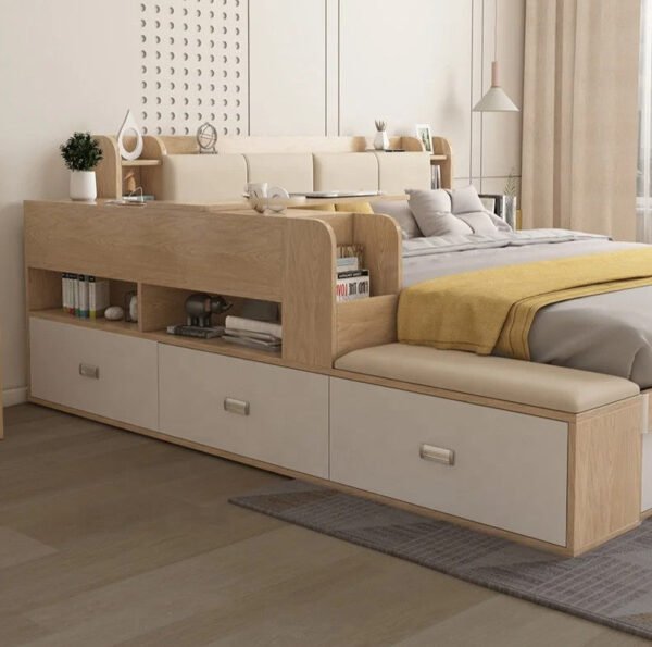 4_67dcd3fa-6b92-42fd-b900-93056a737aba Hidden Compartment Lift-Up Storage Bookshelf Platform Bed