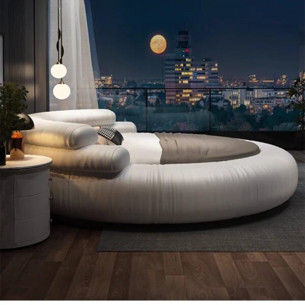 Italian Style Minimalist Circle Leather Dream Master Bed