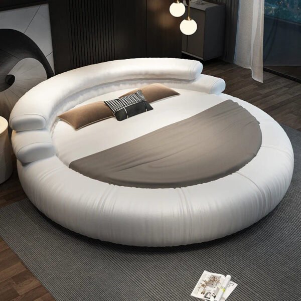 Italian Style Minimalist Circle Leather Dream Master Bed