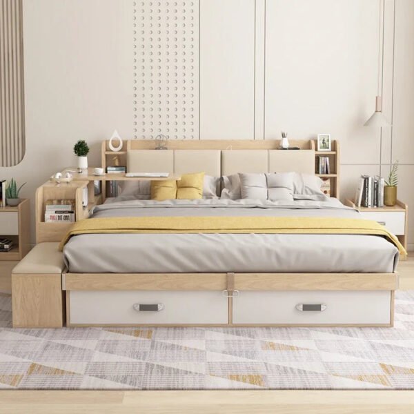 S94d88cbe3cc048909f32713ad8199821c Hidden Compartment Lift-Up Storage Bookshelf Platform Bed