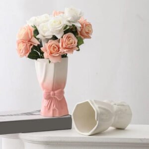 Ribbon Bow Ceramic Tabletop Flower Vase