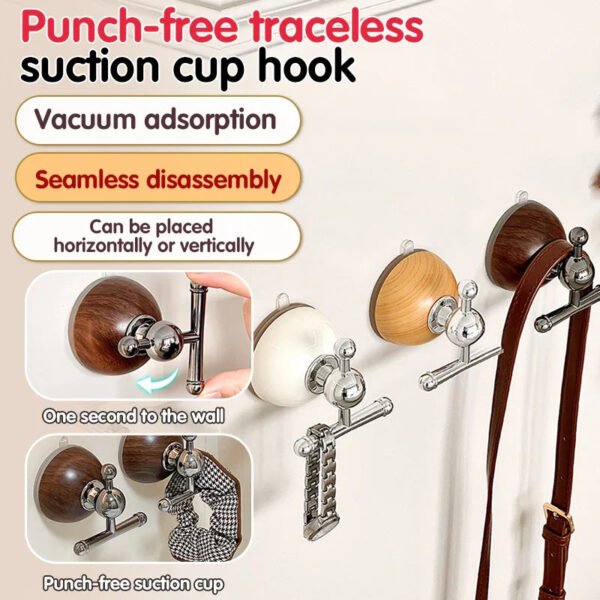 Punch-Free Quick Hang Wall Suction Cup Hook