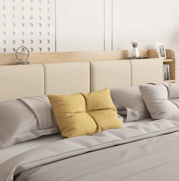 d12sx21sx Hidden Compartment Lift-Up Storage Bookshelf Platform Bed