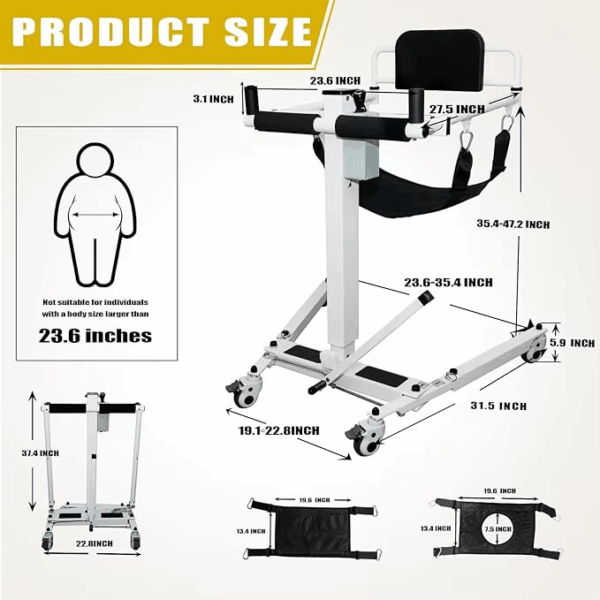 5-in-1 Foldable Patient Lift Mobility Chair