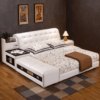 Space Pop Storage Built-in Ottoman Leather Bed