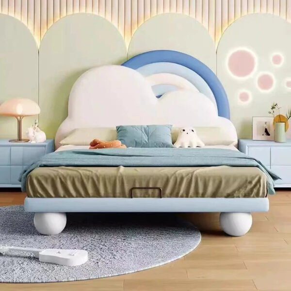 Sky Cloud Glow Soft Frame Rainbow Kids Bed