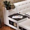 Space Pop Storage Built-in Ottoman Leather Bed