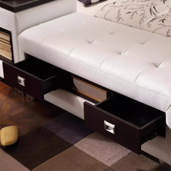 Space Pop Storage Built-in Ottoman Leather Bed