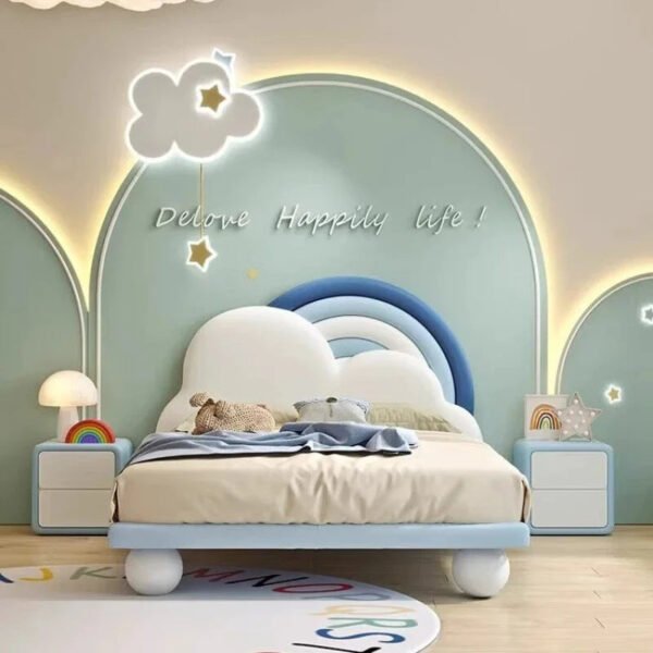 Sky Cloud Glow Soft Frame Rainbow Kids Bed
