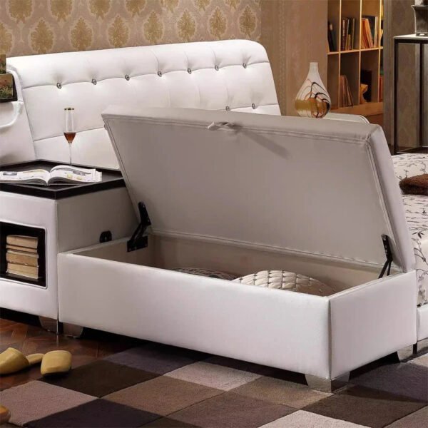 Space Pop Storage Built-in Ottoman Leather Bed