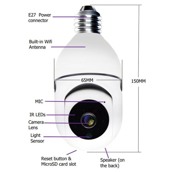 product-image-1871282750 360 Wifi Light Bulb Auto Tracking Camera